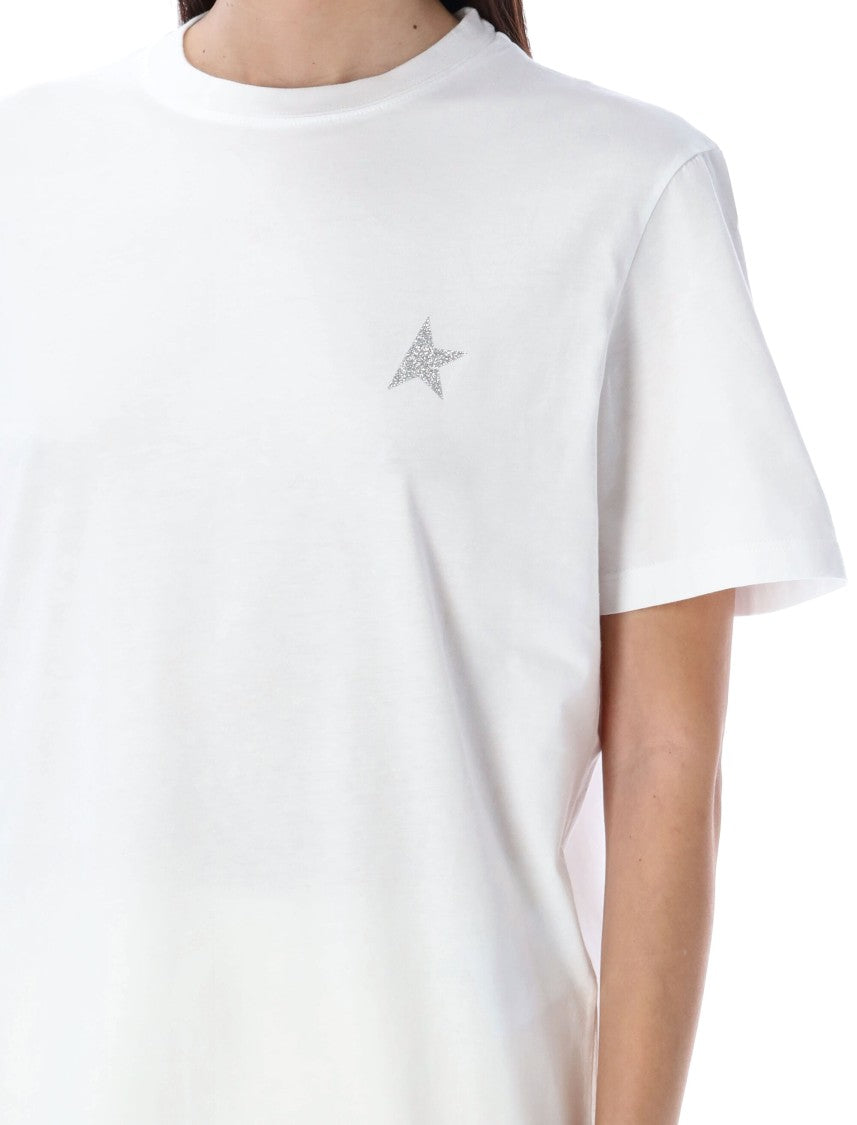 Golden Goose Crystal-Embellished Star T-Shirt With Crew Neckline