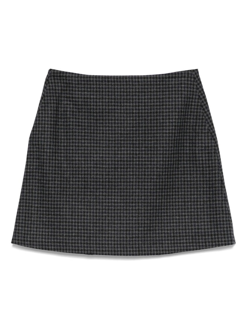 A.P.C. Classic Check Wool Skirt In Dark Anthracite Grey