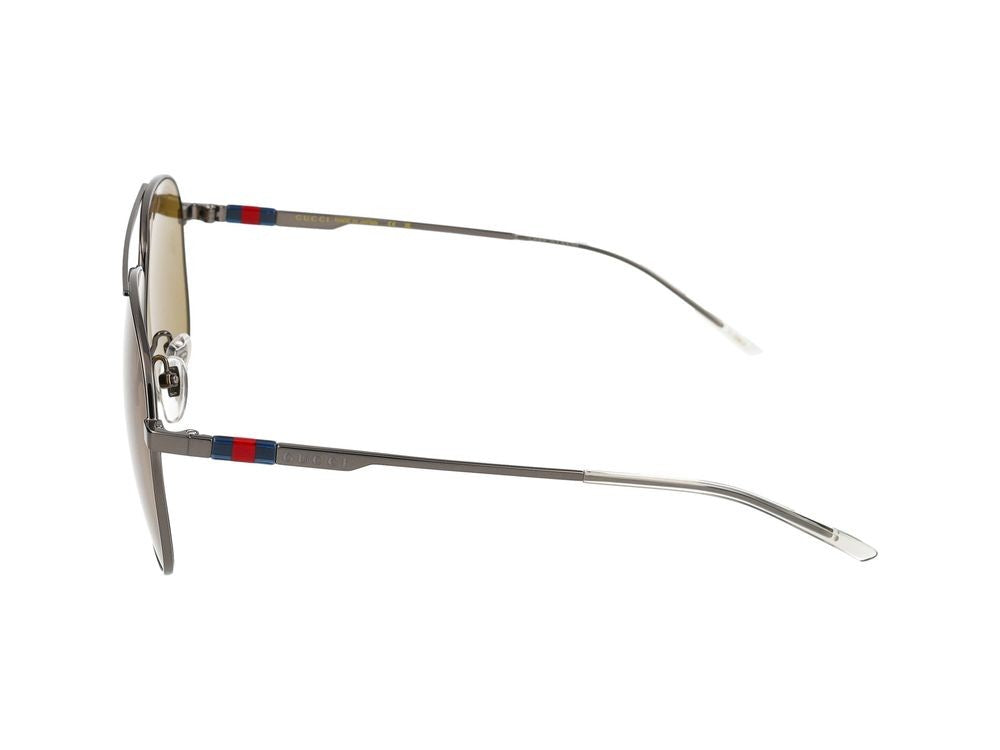 Gucci Ruthenium Amber Lenses Metal Frame Sunglasses