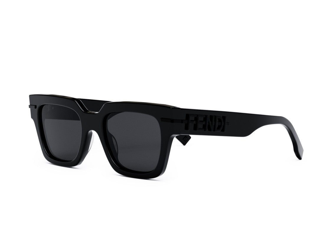 Fendi Glossy Black Fe40078i Oversized Square Acetate Sunglasses