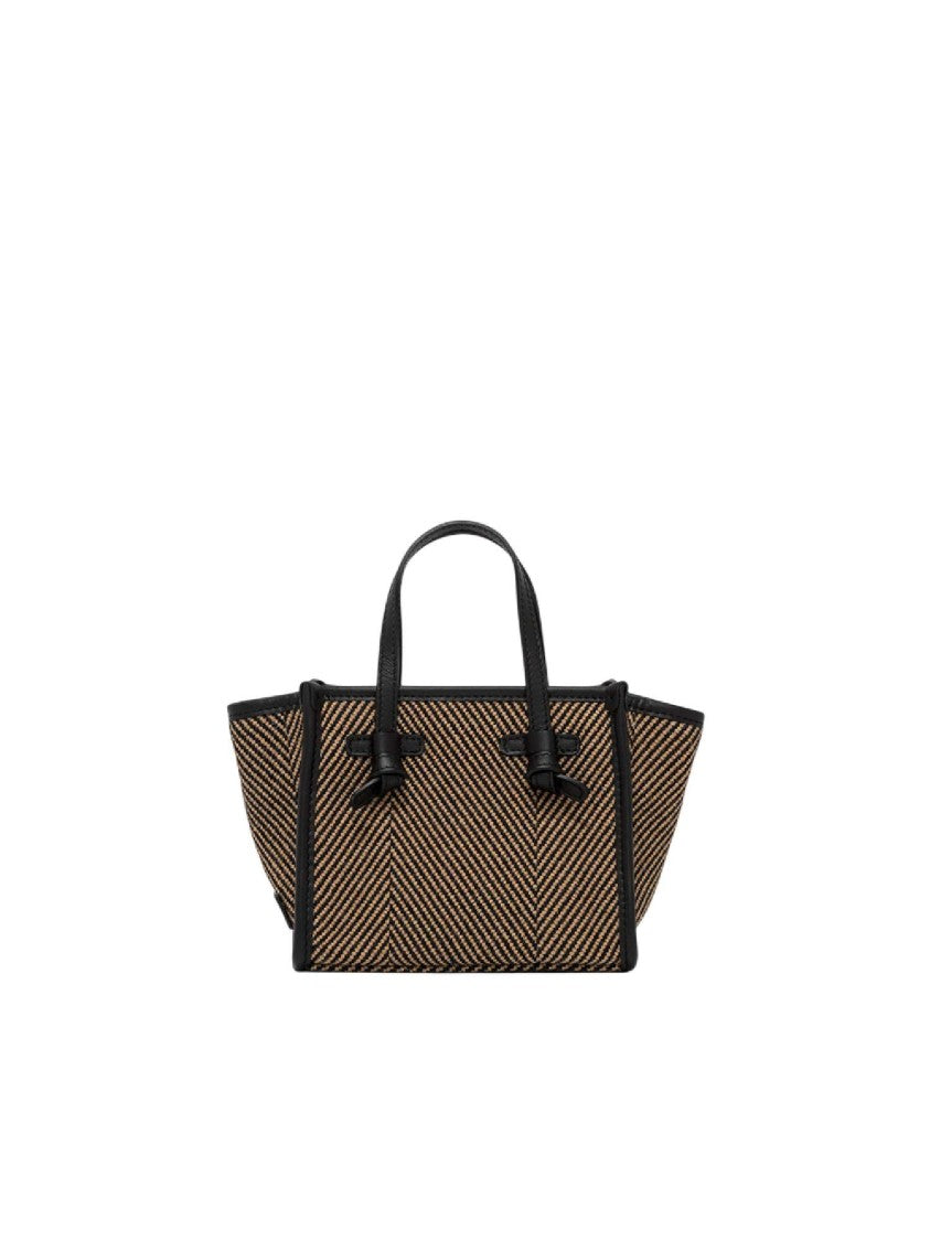 Gianni Chiarini Black Woven Fabric Leather Tote Bag