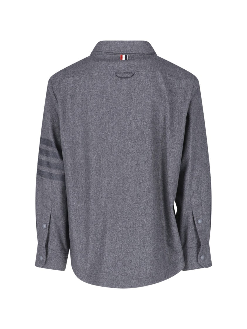 Thom Browne Grey 4-Bar Wool Flannel Shirt
