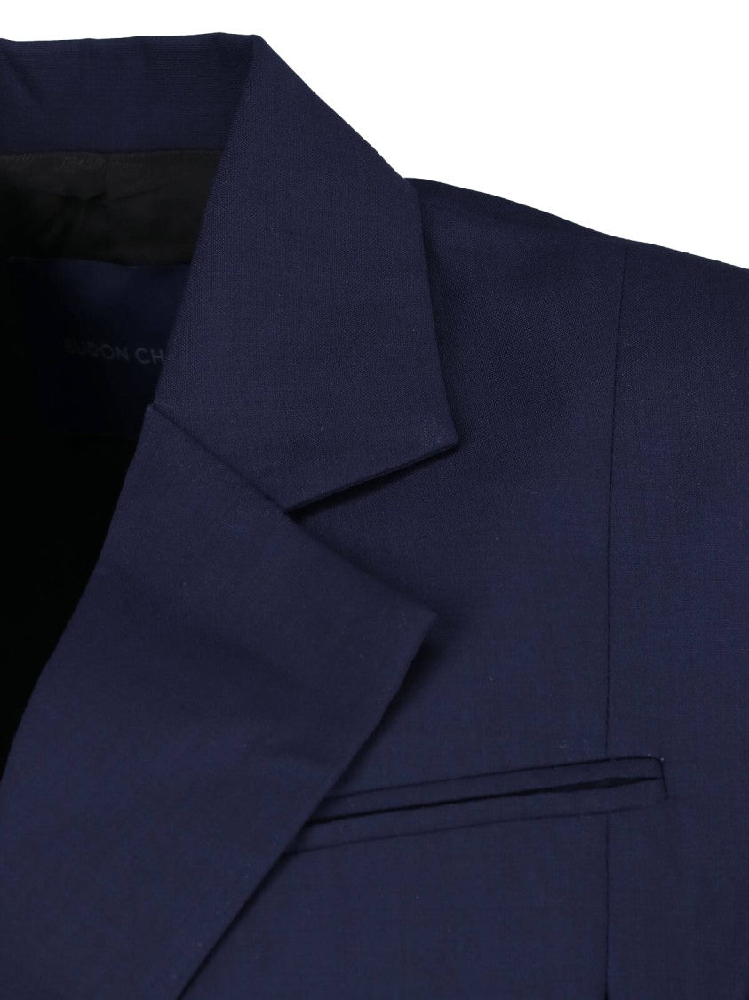 Eudon Choi Navy Blue Beatrice Double-Breasted Wool Blazer