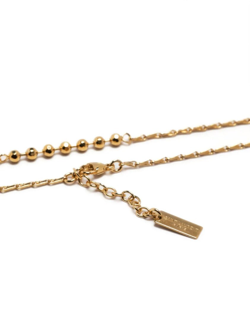 Saint Laurent Ball And Wheat Chain Logo Necklace