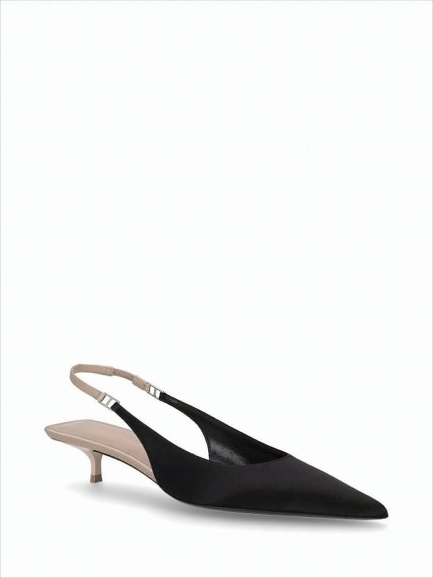 Saint Laurent Pointed-Toe Slingback Pumps With Kitten Heel