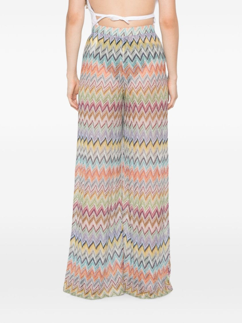 Missoni Multicolor Wide-Leg Zigzag Pattern Pants