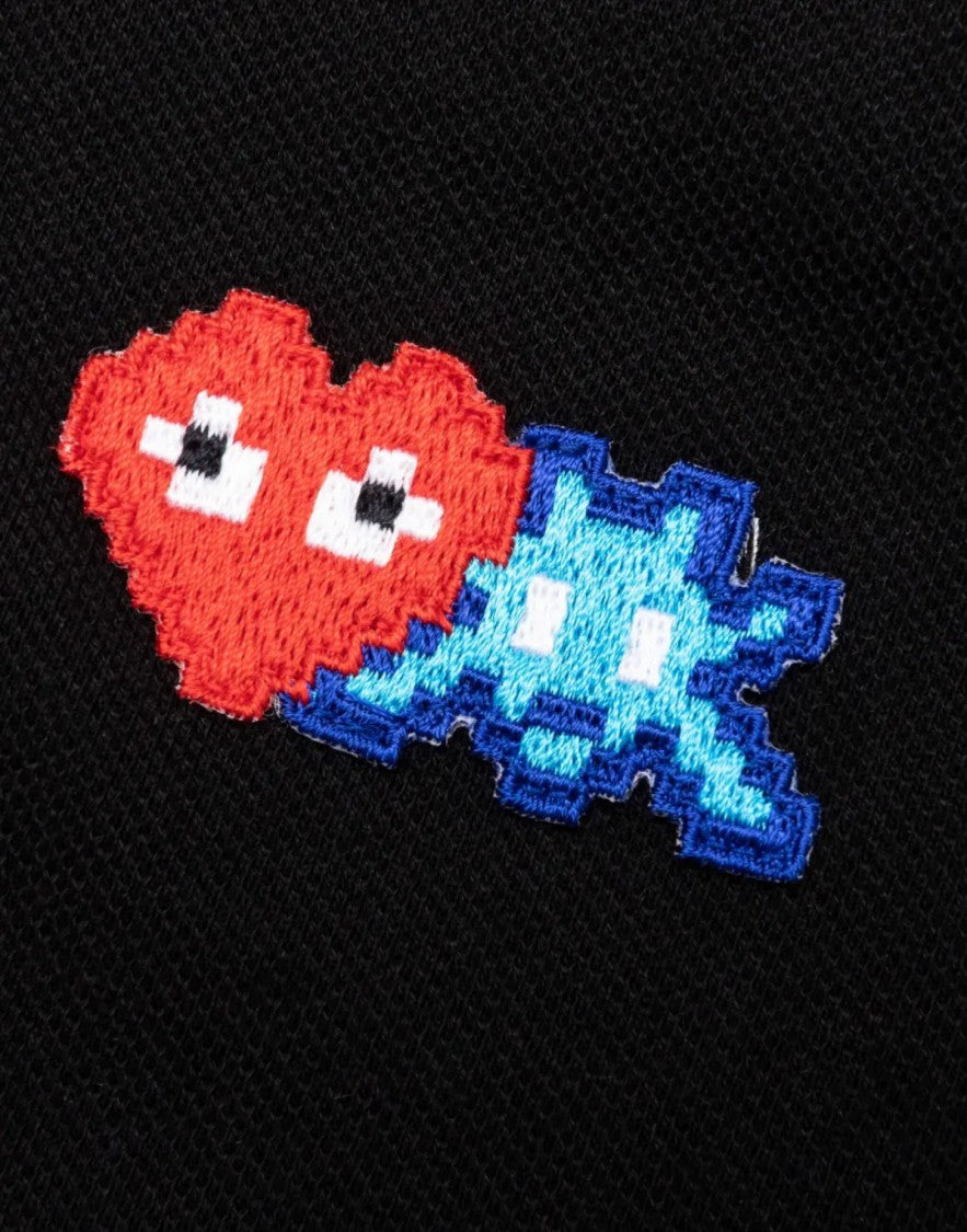 Comme Des Garçons Black Heart Invader Logo Cotton Polo Shirt