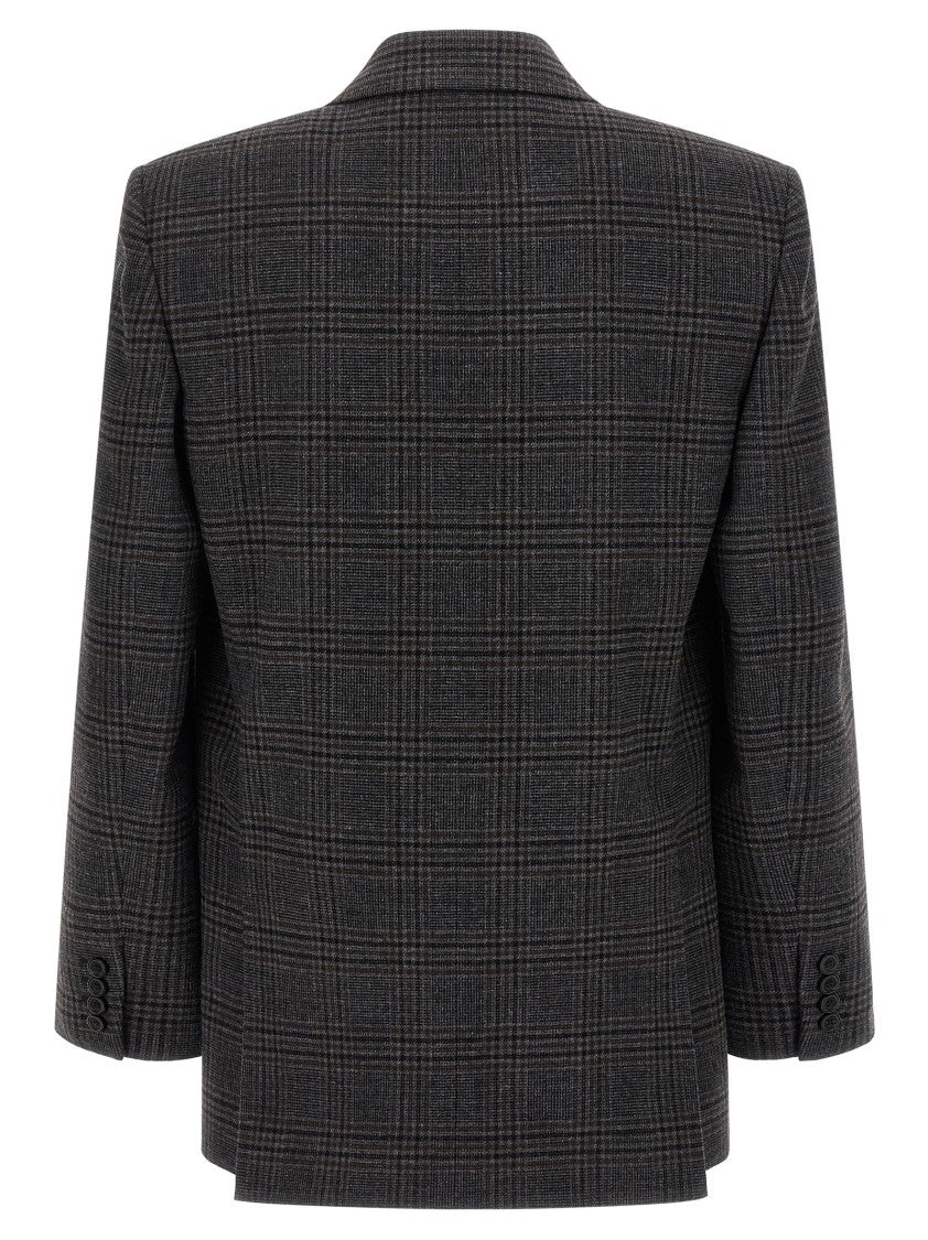Saint Laurent Check-Knit Wool Jacquard Double-Breasted Blazer