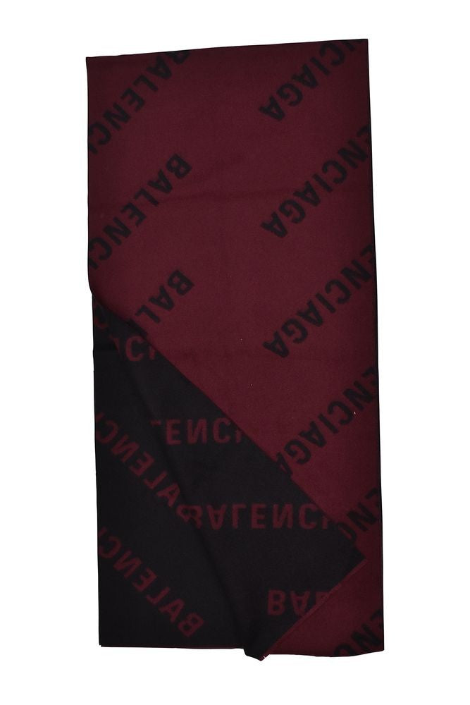 Balenciaga Two-Tone Burgundy And Black Monogrammed Scarf