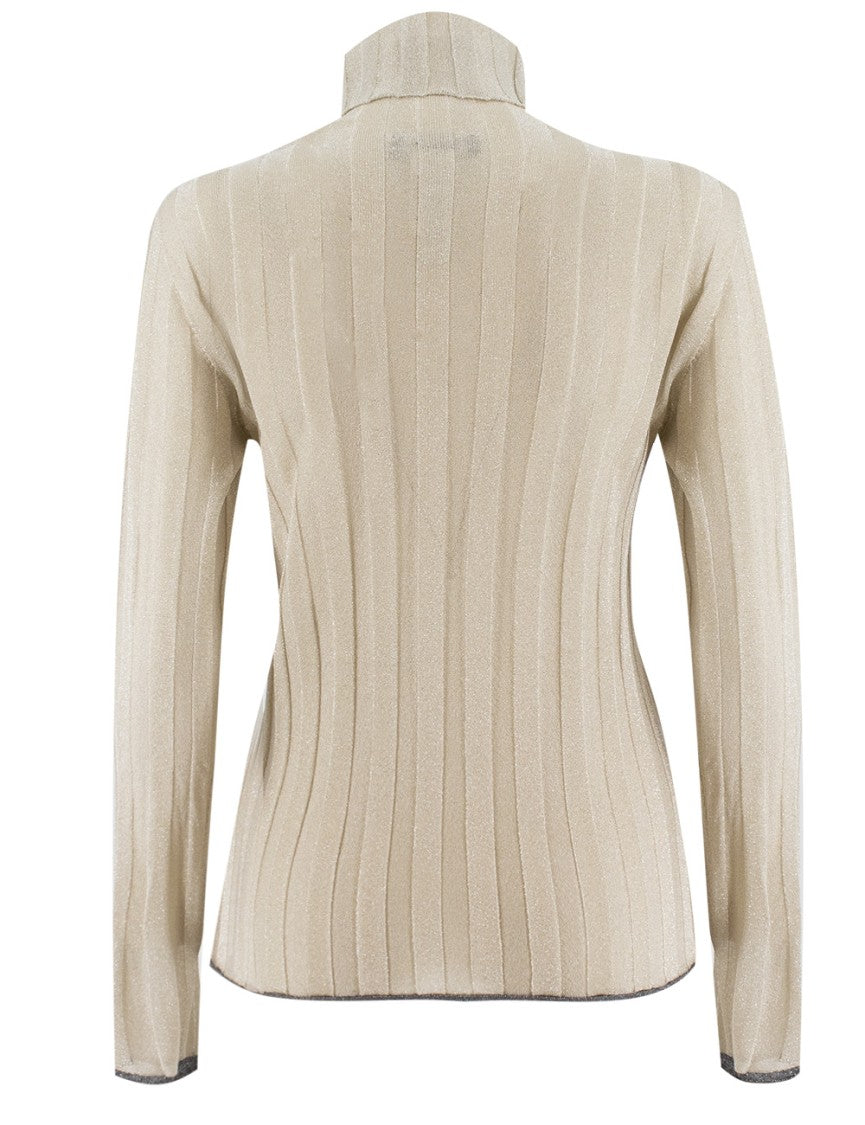 Fabiana Filippi Two-Tone Lurex Ribbed Turtleneck Jumper