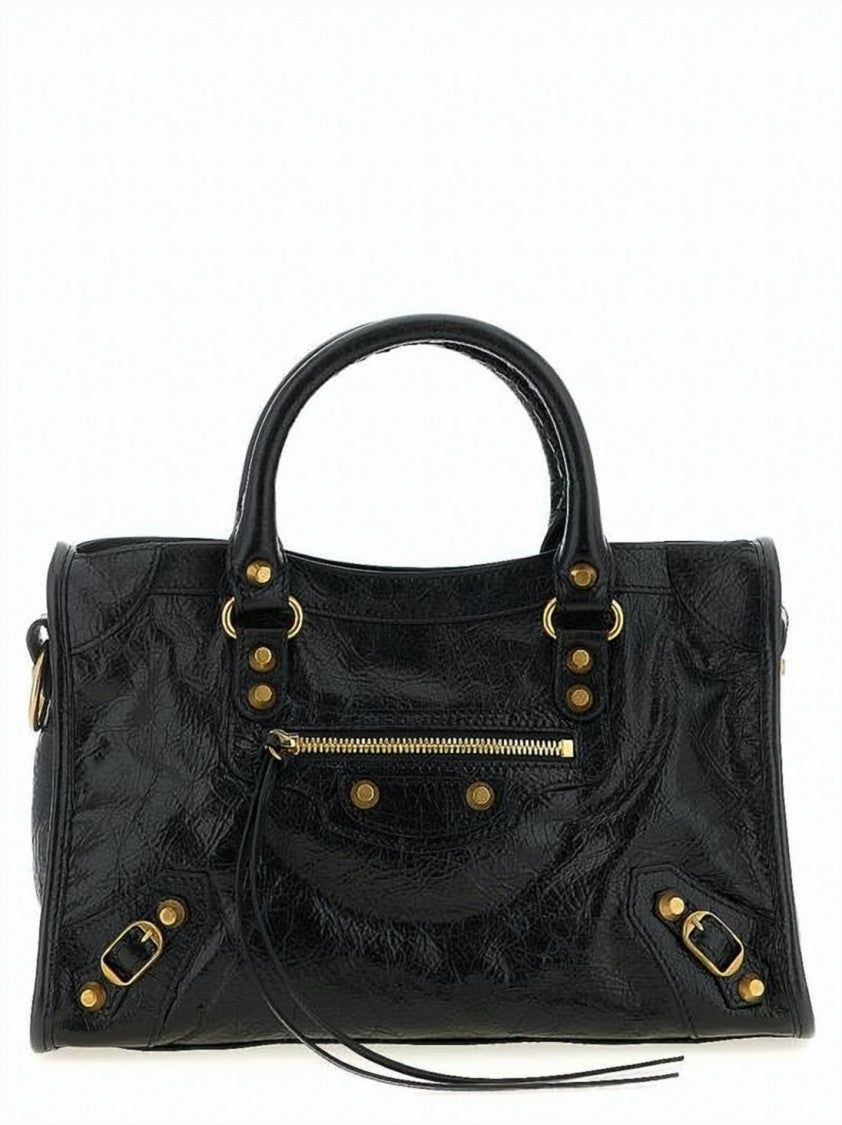 Balenciaga Textured Leather Tote Bag With Round Handles