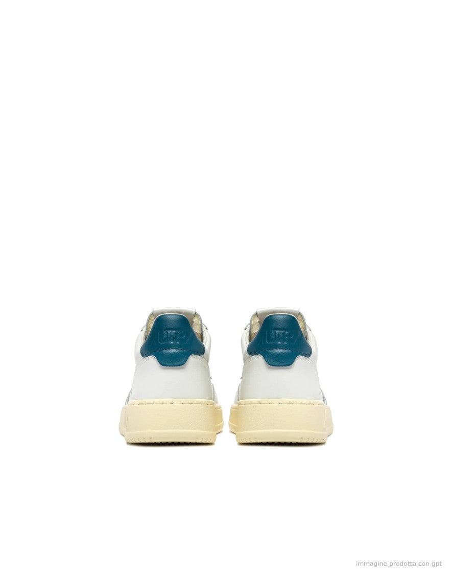Autry Medalist Low Leather Sneakers With Mallard Blue Accents