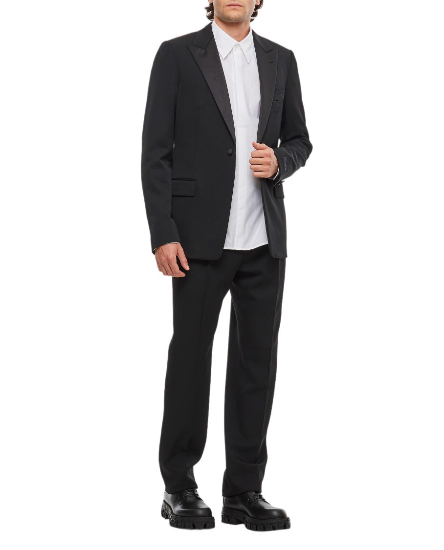 Lanvin Sleek Black Wool Tuxedo Jacket With Flap Pockets