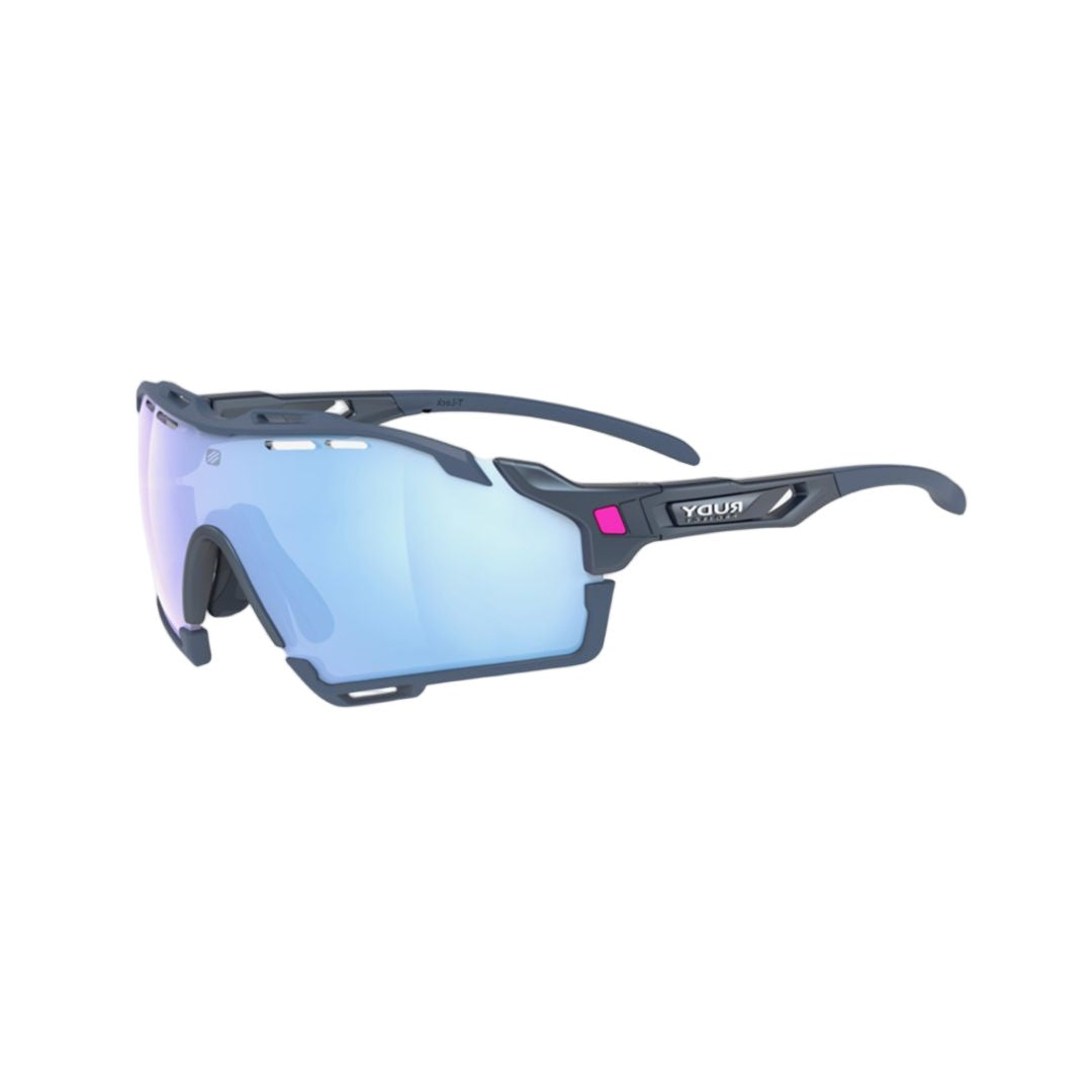 Rudy Project Blue Cutline Matte Mirrored Angular Sunglasses