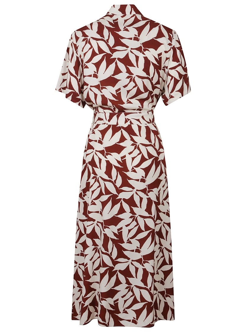 Woolrich Classic Wrap Maxi Dress With Leaf Print