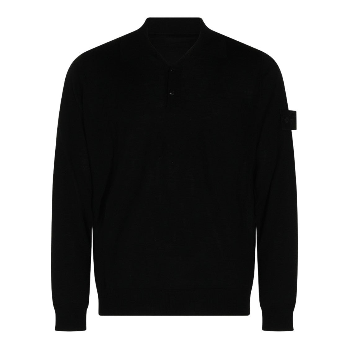 Stone Island Black Sweatshirt With Subtle V-Neck And Distinctive Patch