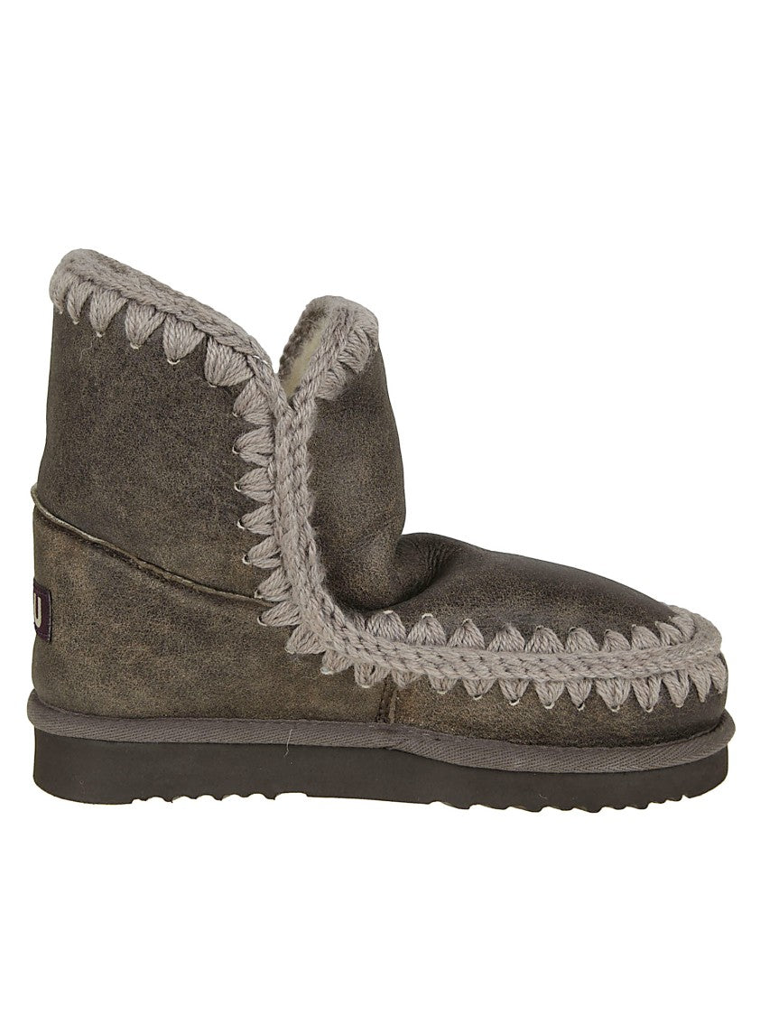 Mou Brown Sheep Skin Ankle Boots