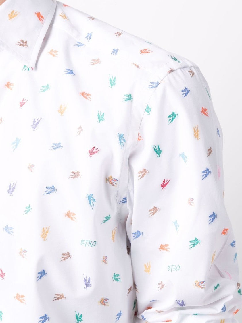 Etro Pegaso Jacquard Long-Sleeve Shirt In Off-White