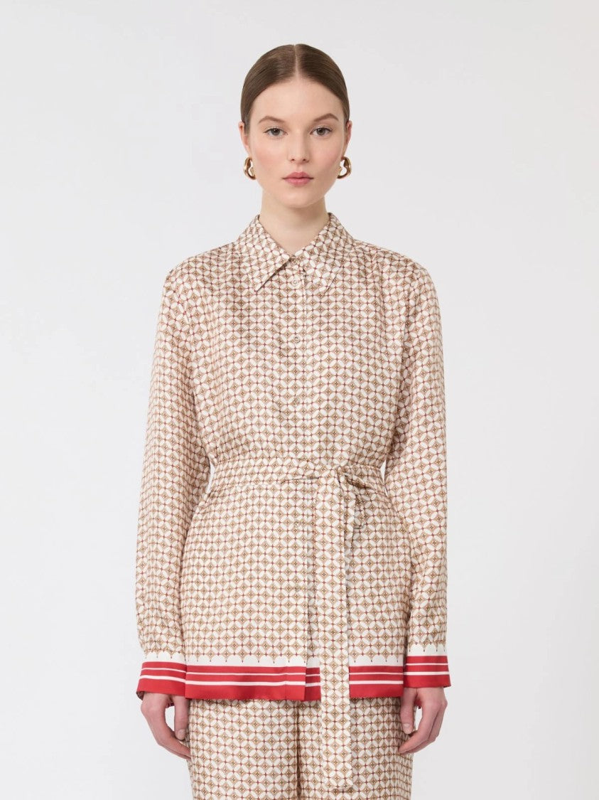 Max Mara Geometric Pattern Top With Structured Collar