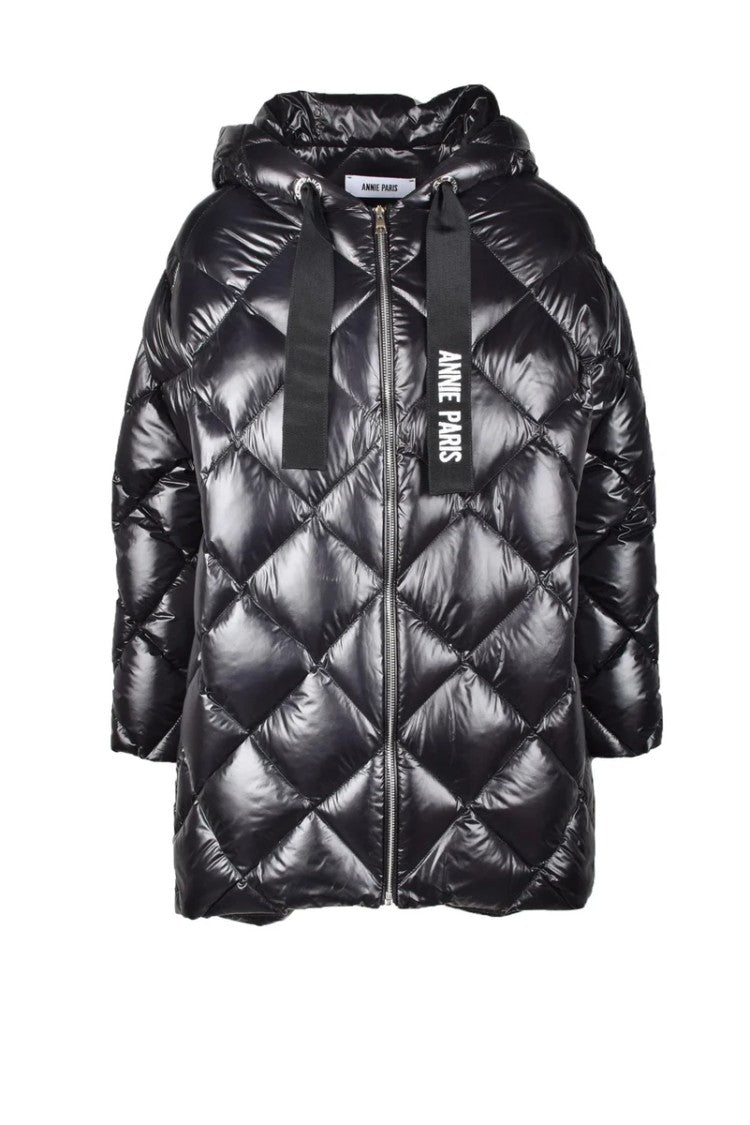 Annie Paris Shiny Quilted Down Jacket With Hood