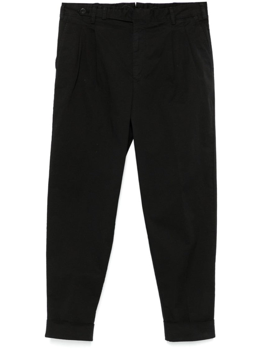 Pt Torino Tailored Black Trousers With Cuffed Hem