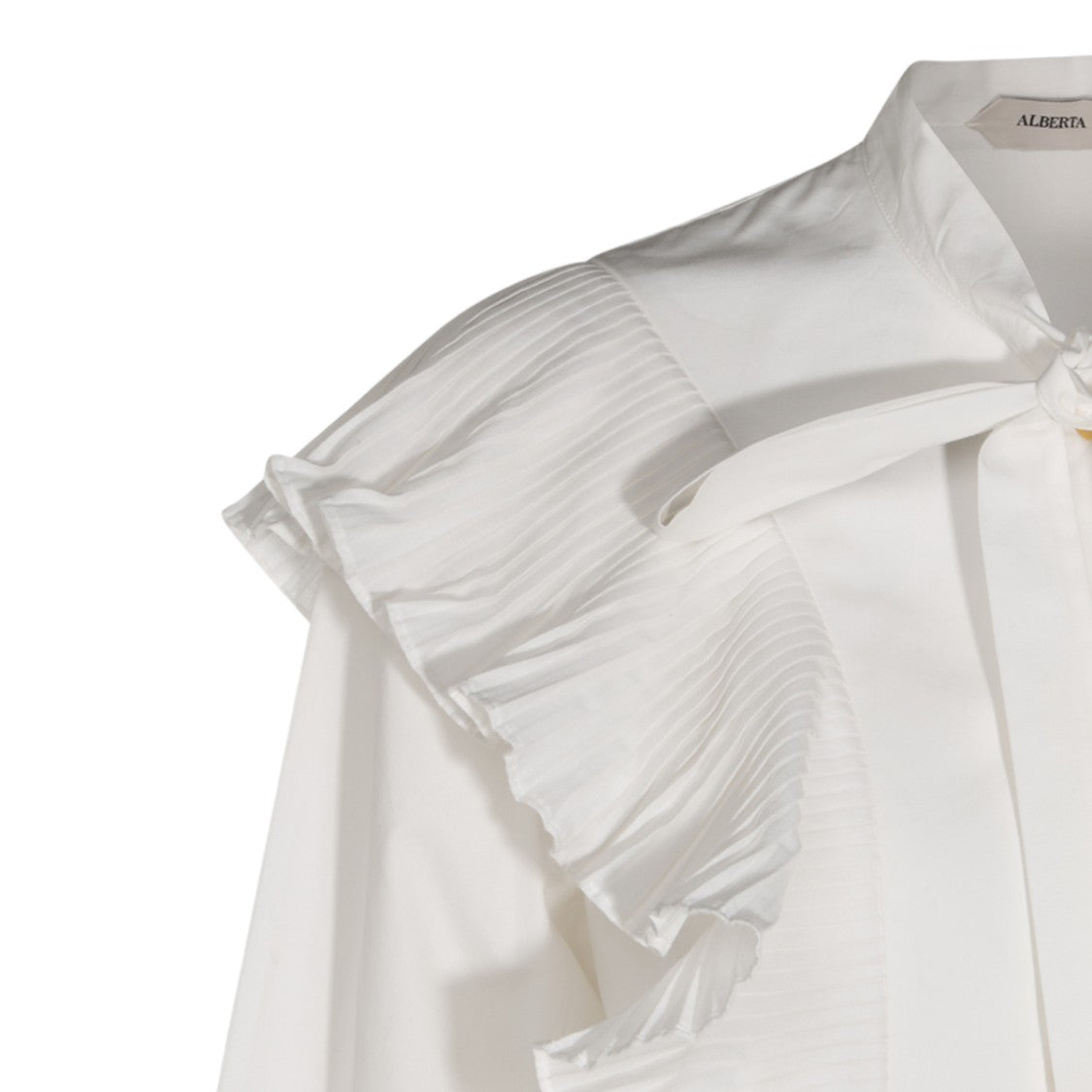 Alberta Ferretti White Ruffle Bow Tie Classic Shirt