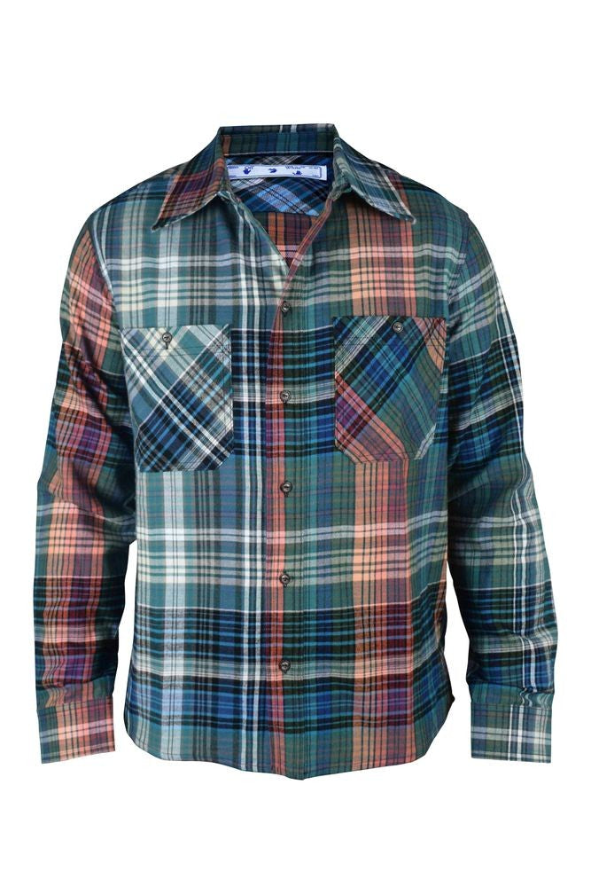 Off-White Checkered Casual Shirt With Graphic Accents