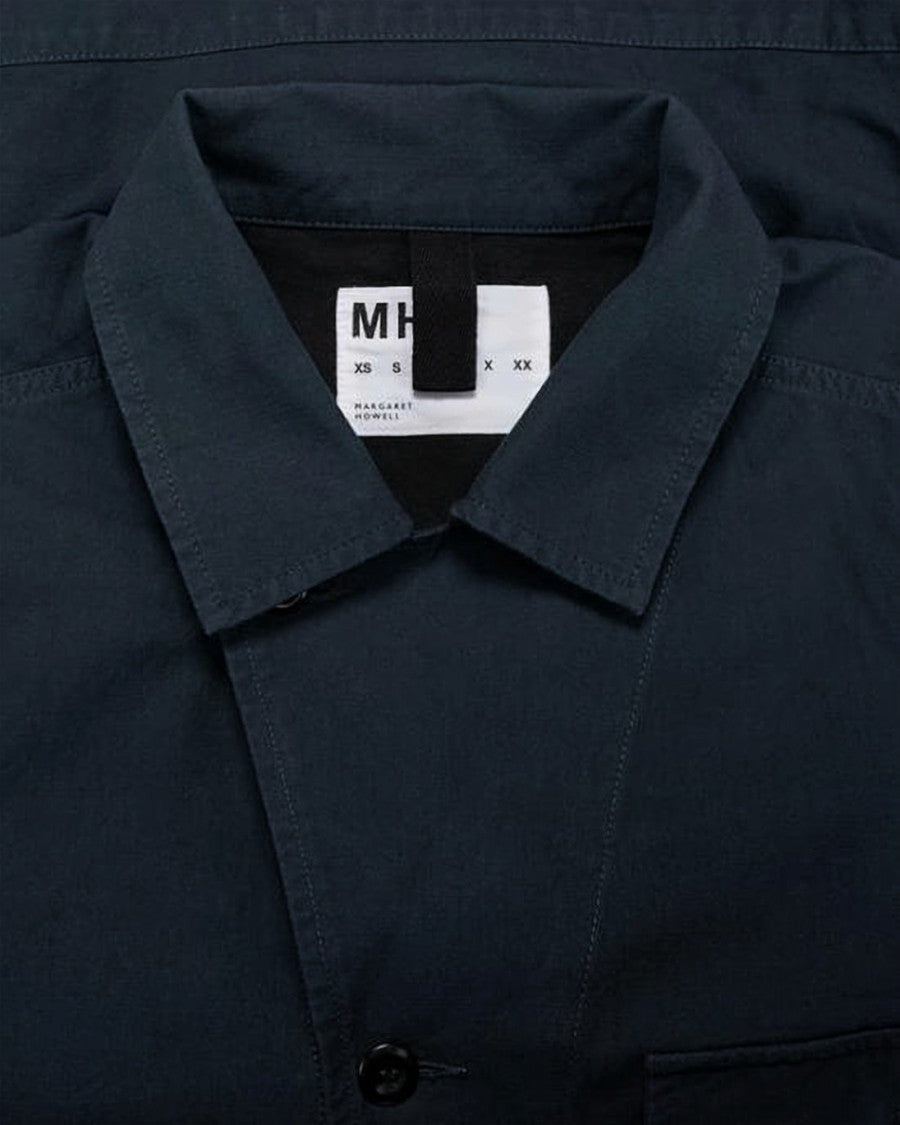 Margaret Howell Structured Blue Cotton Jacket With Classic Collar And Tailored Fit