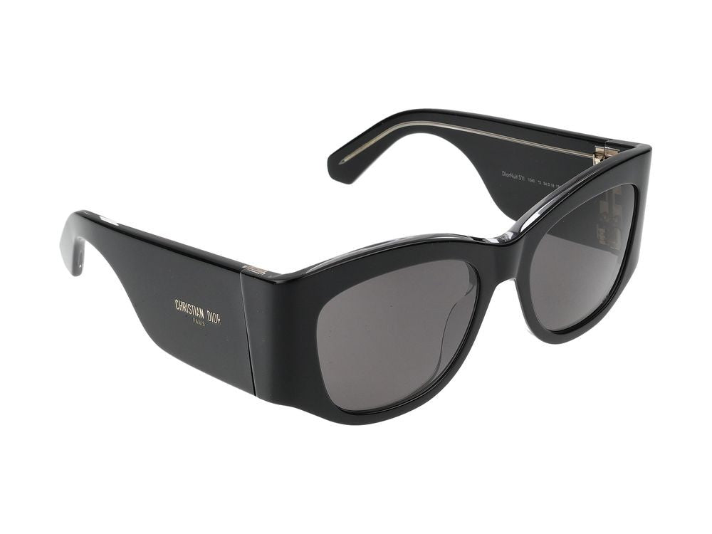 Dior Black Sunglasses With Rounded Lenses And Slim Temples
