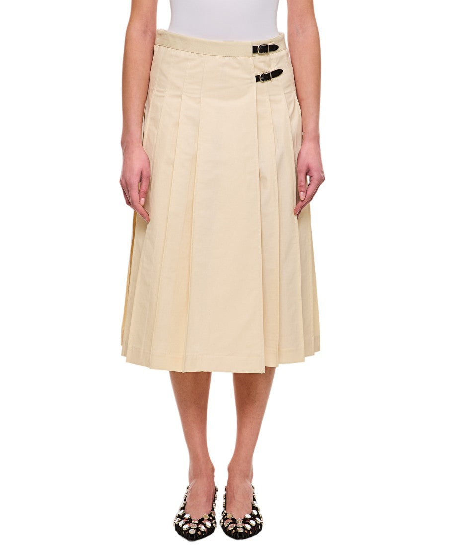 Durazzi Milano Pleated Midi Kilt With Leather Accents And Adjustable Buckles