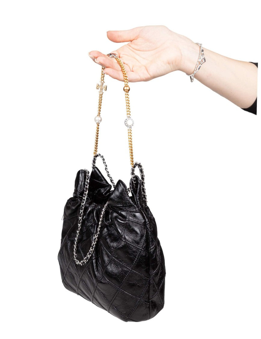 Tory Burch Borsa Hobo Fleming Mini In Nappa Colore Nero