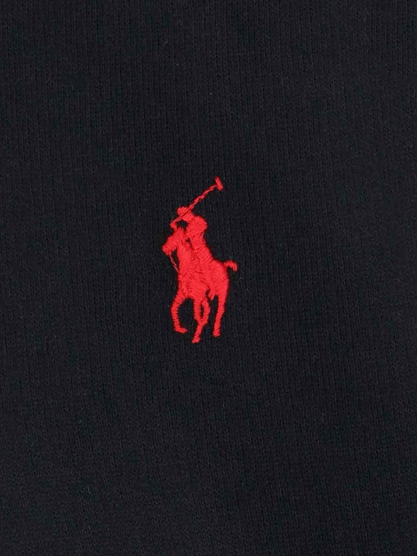 Polo Ralph Lauren Black Cotton Blend Hoodie With Drawstring And Embroidered Logo