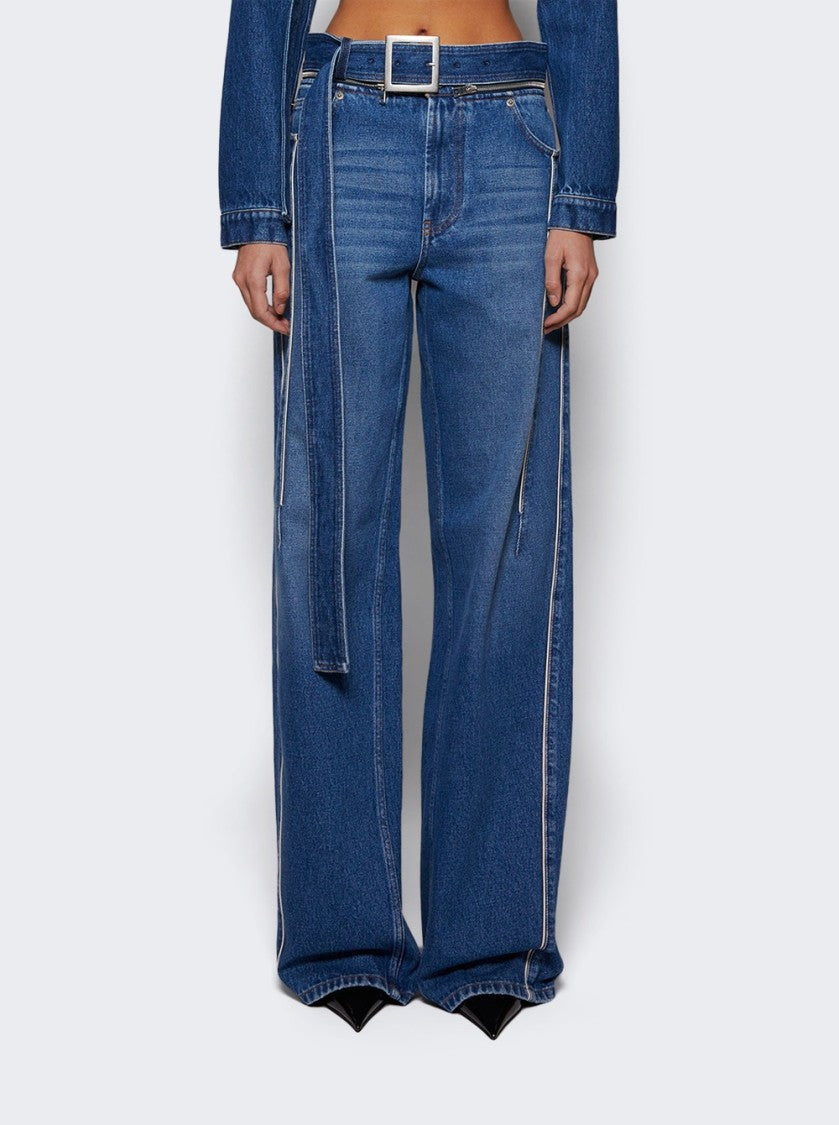 Jean Paul Gaultier Belted Denim Jeans Vintage Blue