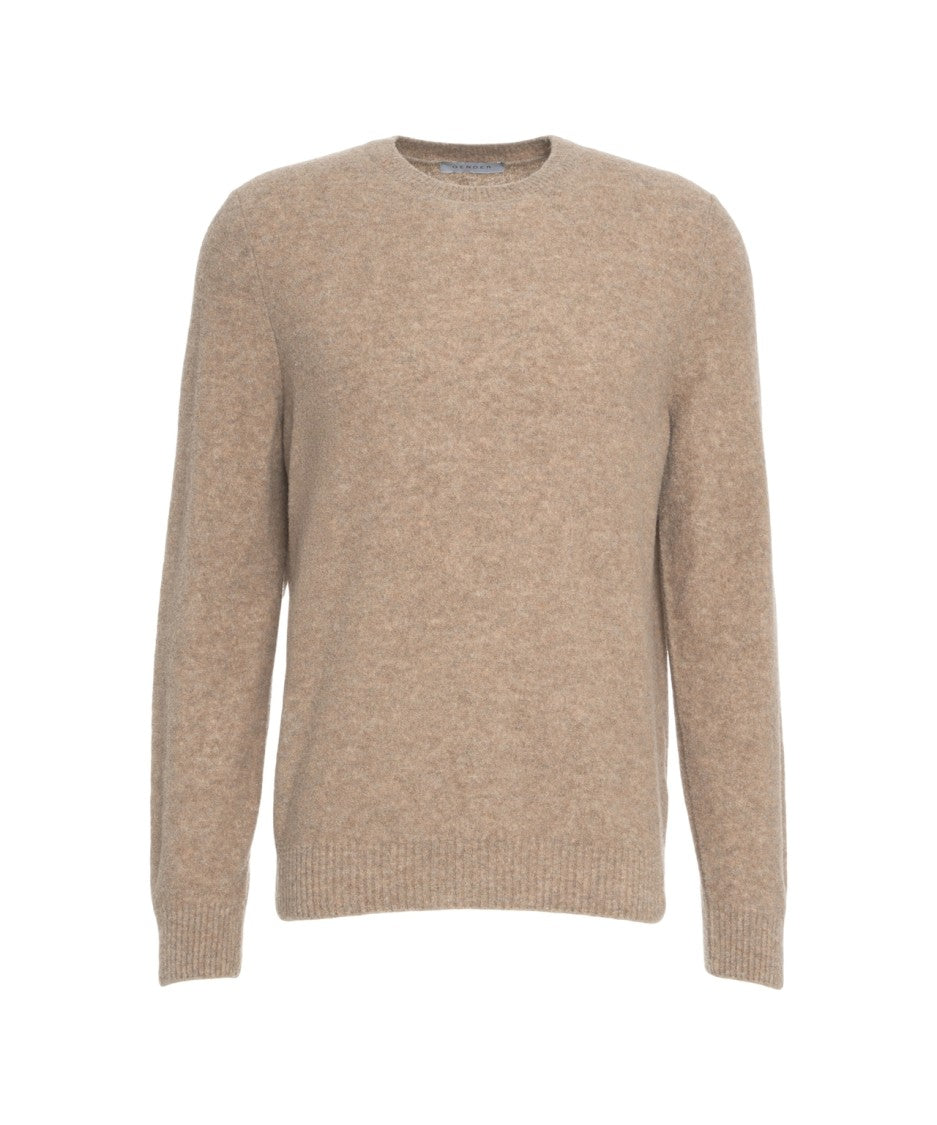 Gender Brown Wool Pullover With Classic Crew Neck