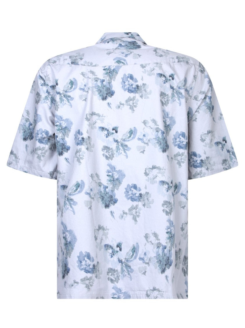 Officine Generale Floral Patterned Cotton Shirt With Front Button Fastening