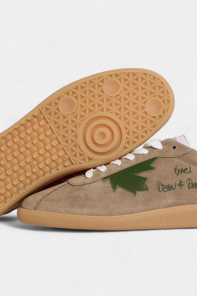 Dsquared2 Beige Rebels Calfskin-Polyamide Maple Leaf Sneakers