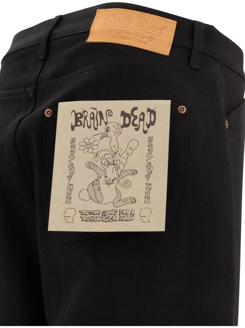 Brain Dead Straight-Leg Black Jeans With Five-Pocket Design