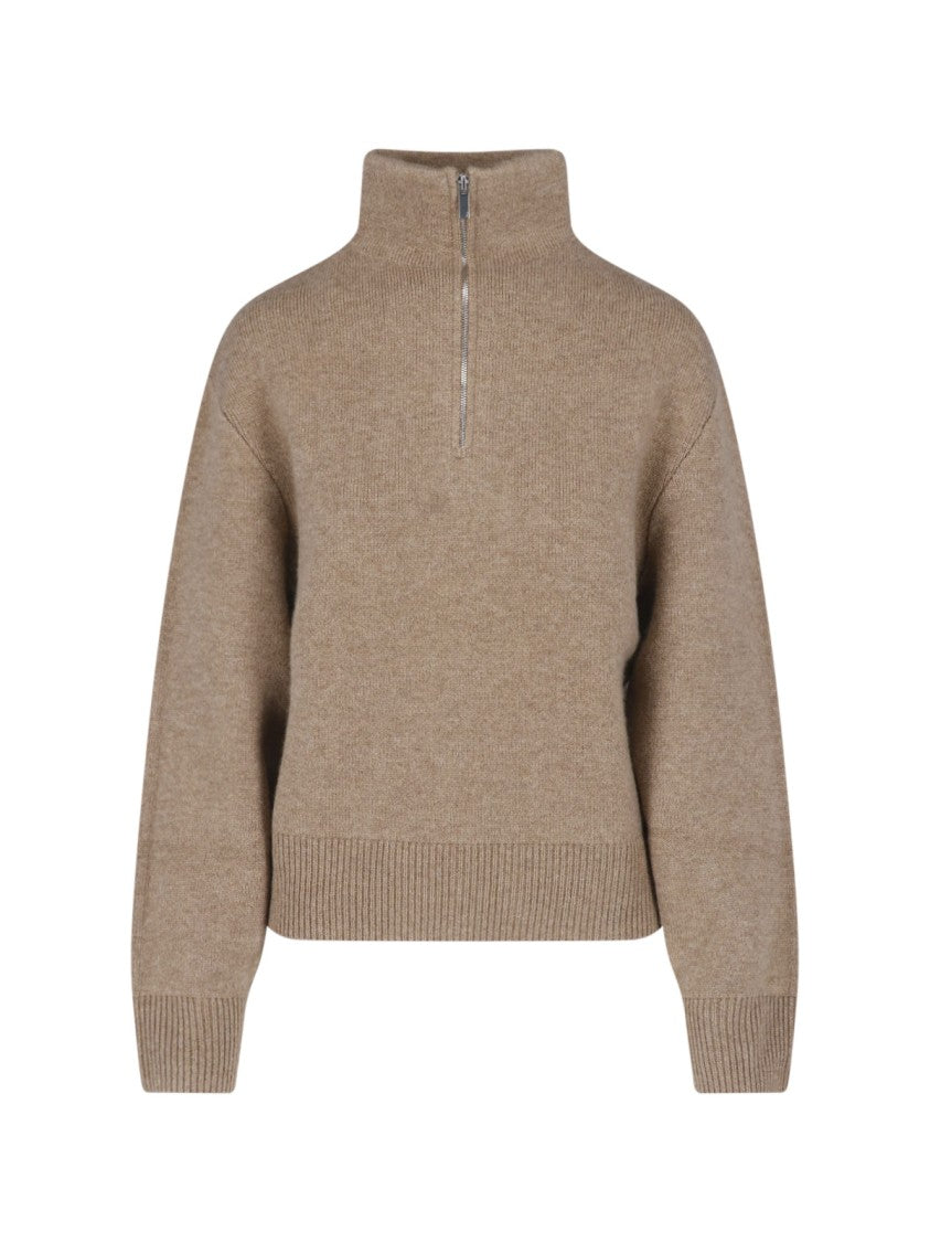 Almada Cropped High Collar Almada Sweater With Front Zipper
