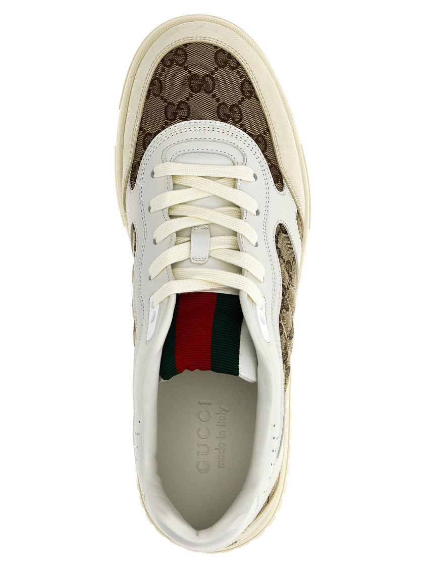 Gucci Lace-Up Sneakers In Original Gg Fabric
