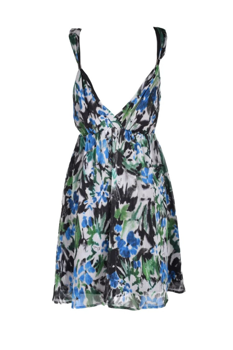 Pinko Short Chiffon Dress - Green/Lightblue