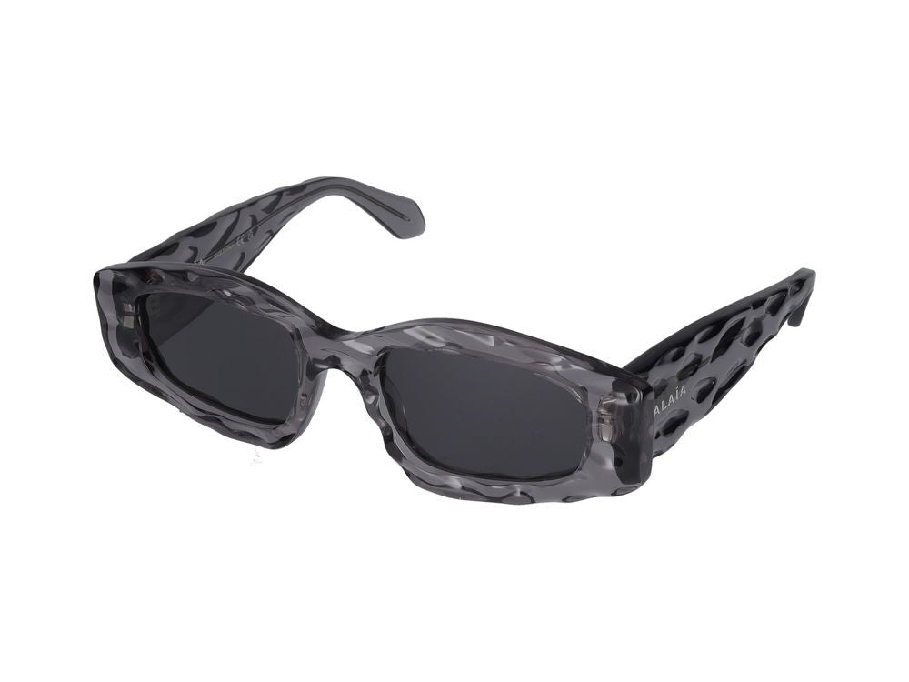 Azzedine Alaïa Grey Wavy Textured Oversized Rectangular Sunglasses