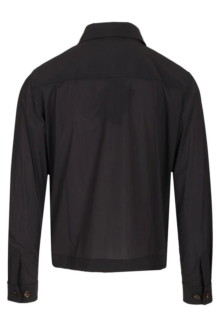 Moorer Dark Blue Ade Ac Horn Buttons Flap Pockets Polyamide Shirt Jacket
