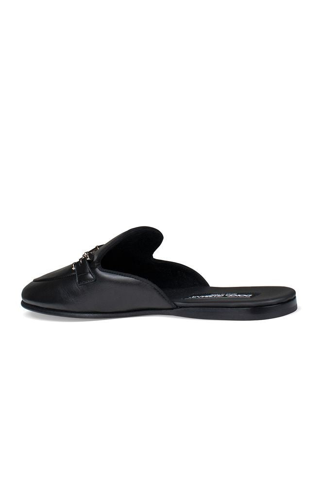 Dolce & Gabbana Black Leather Mules With Rounded Toe