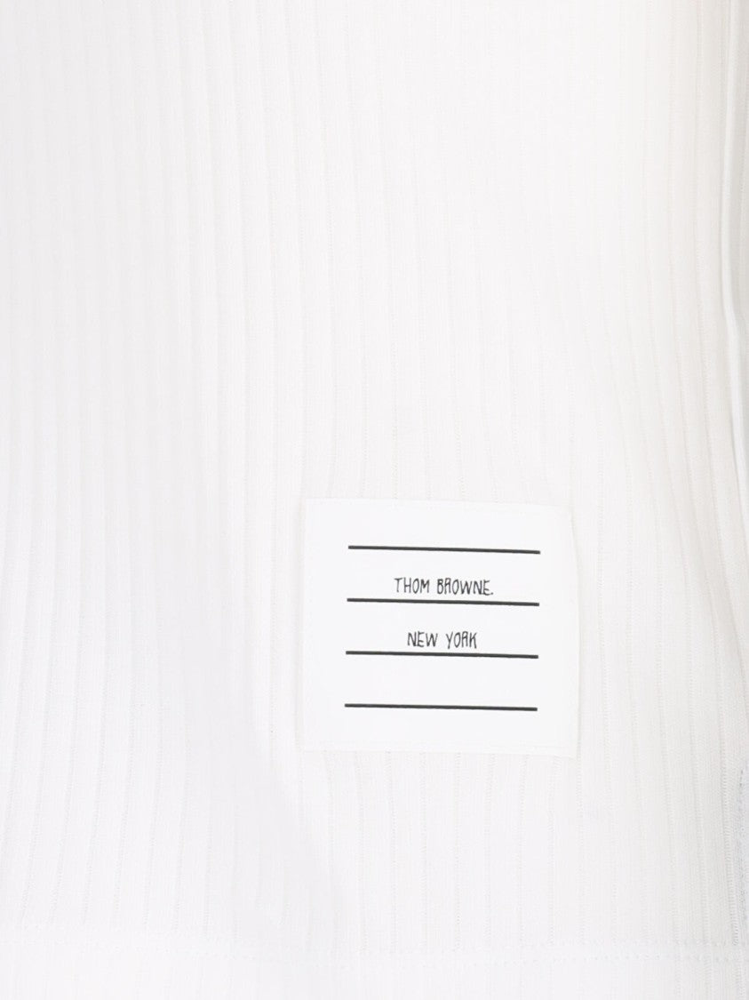 Thom Browne "Three Stripes" Knit Polo – White