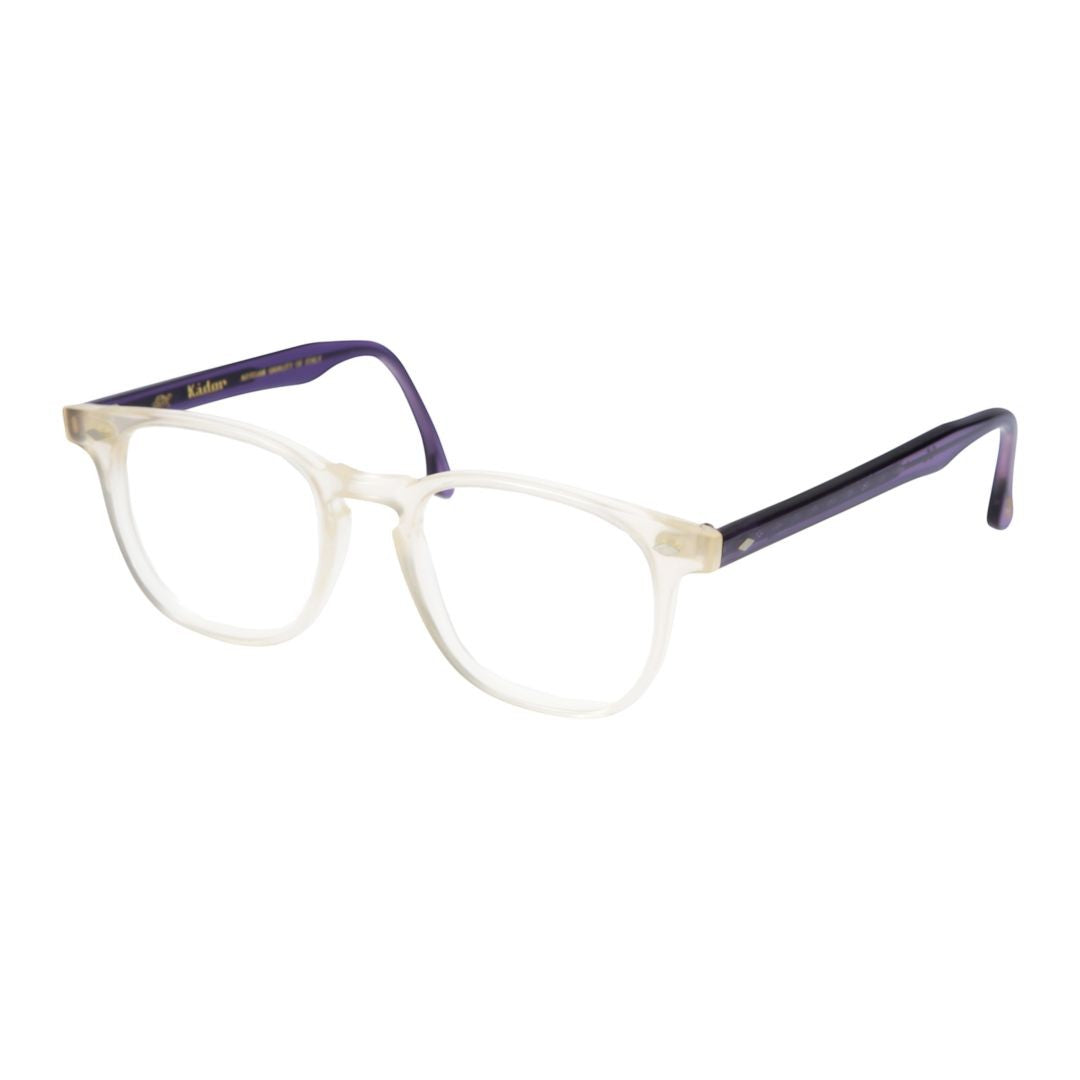 Kador Purple Cambridge Translucent Off-White Rectangular Eyeglasses