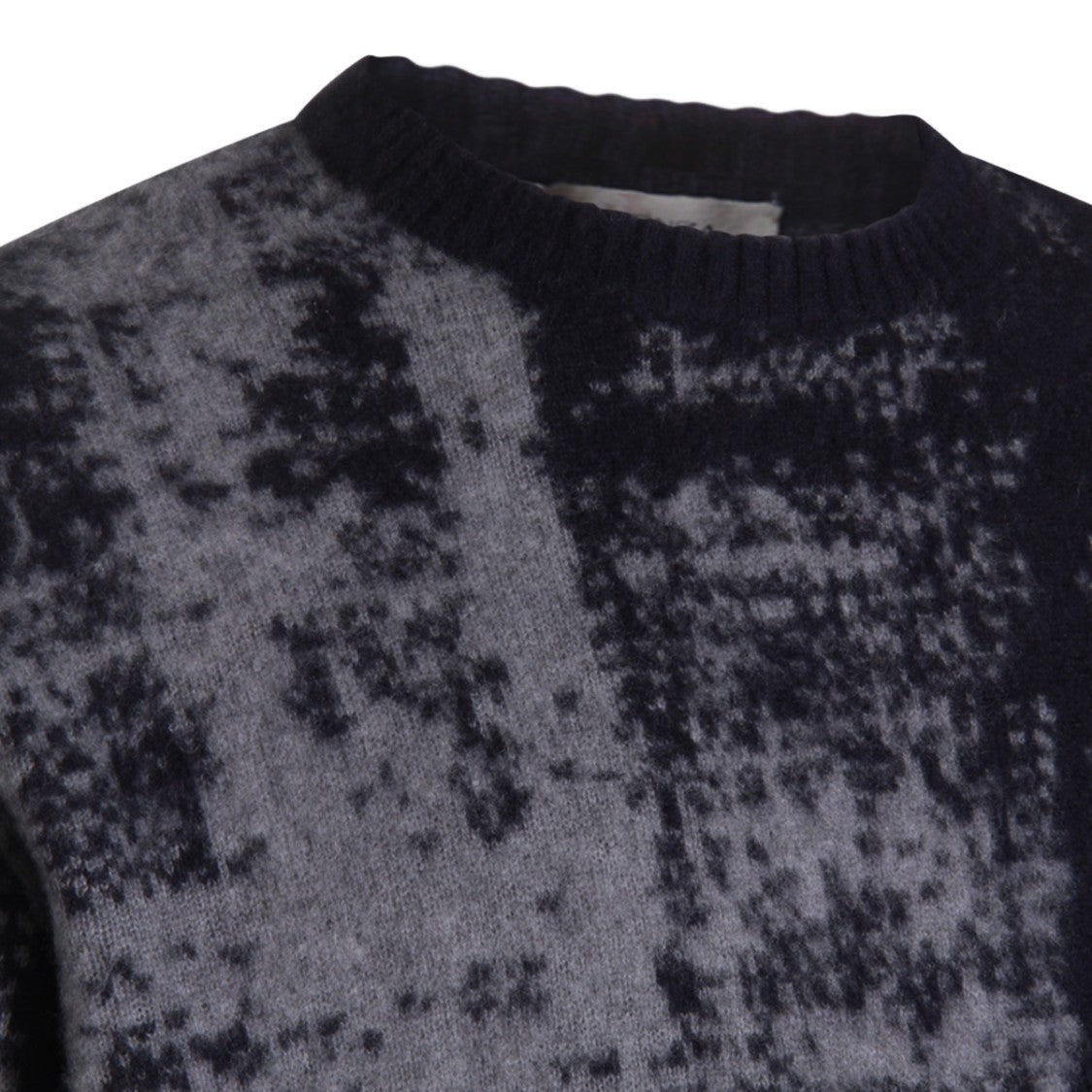 Piacenza Cashmere Textured Black Knit Sweater With Abstract Design
