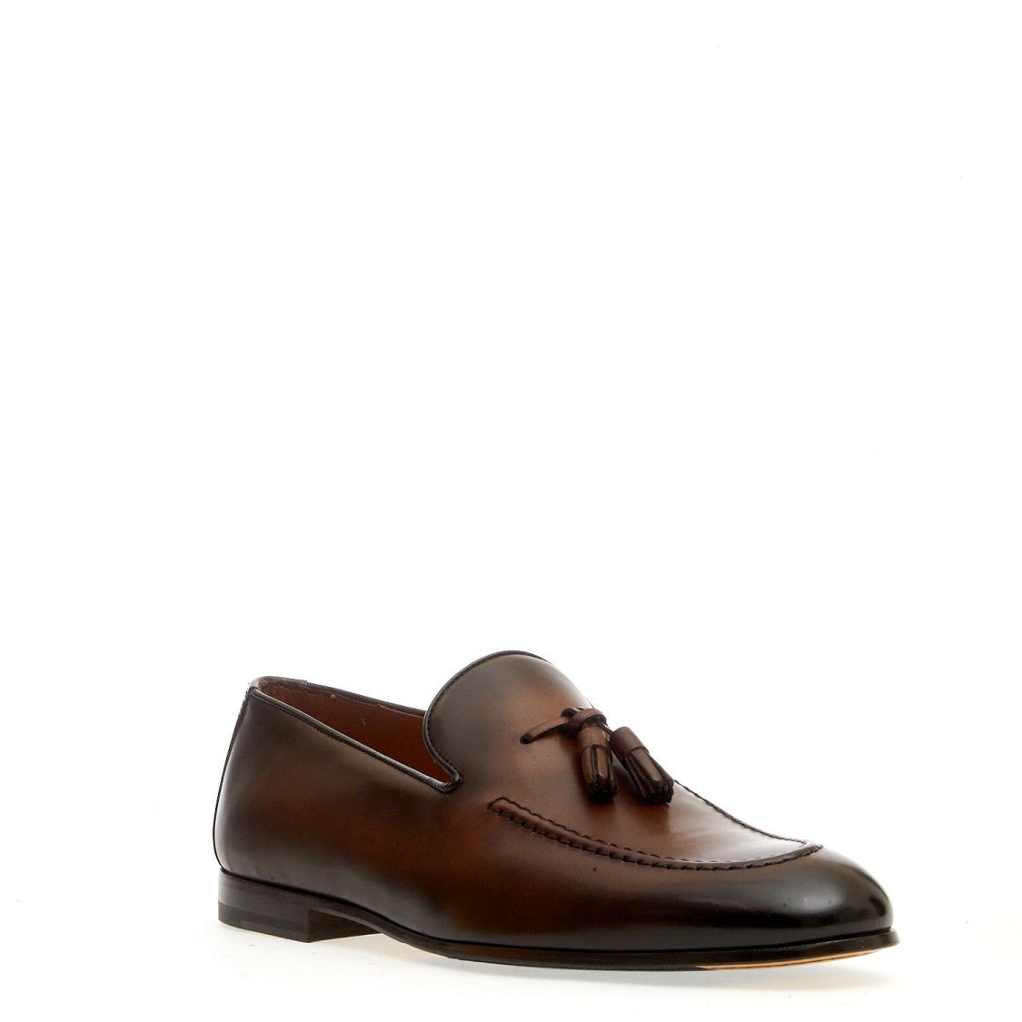 Doucal's Brown Leather Tassel Moccasin