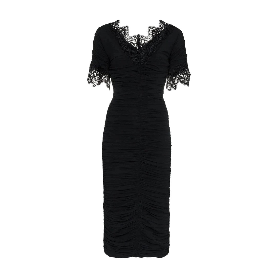 Dolce & Gabbana Fitted Midi Dress With Lace Trim