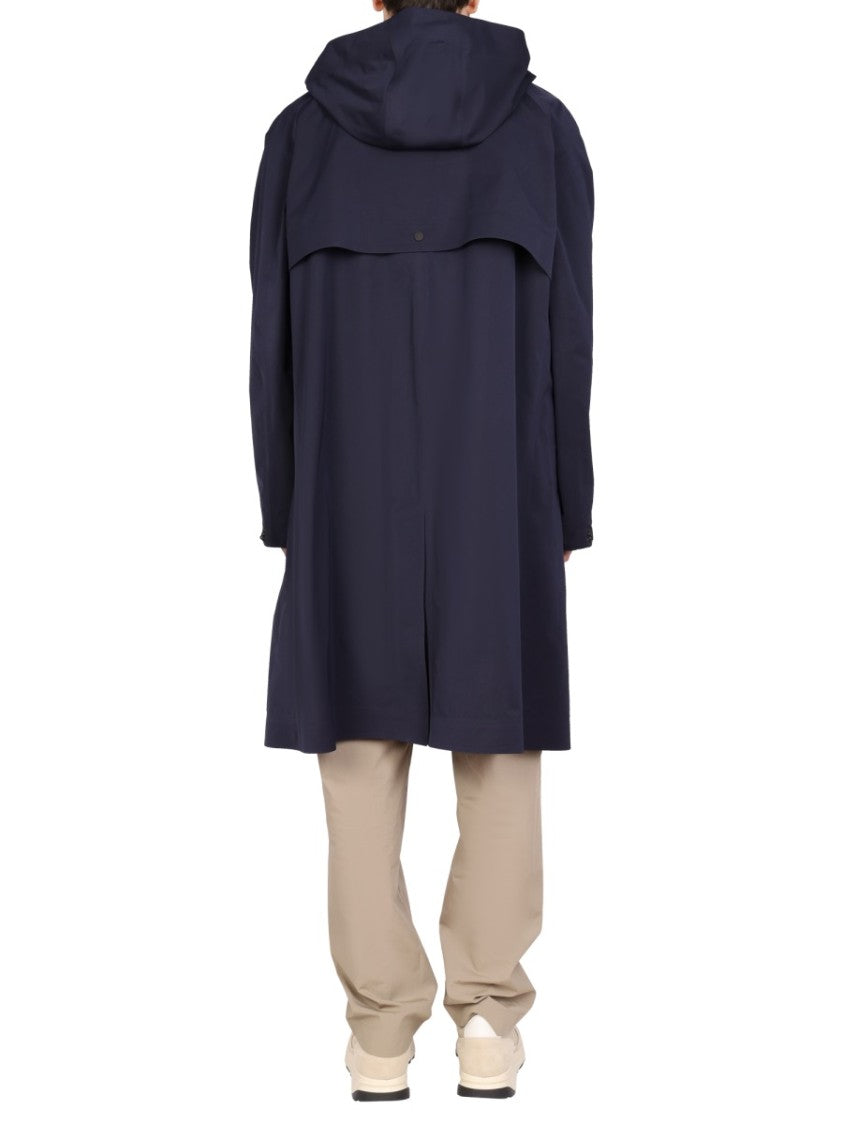 Monobi Hooded Trench Coat With Tall Neck