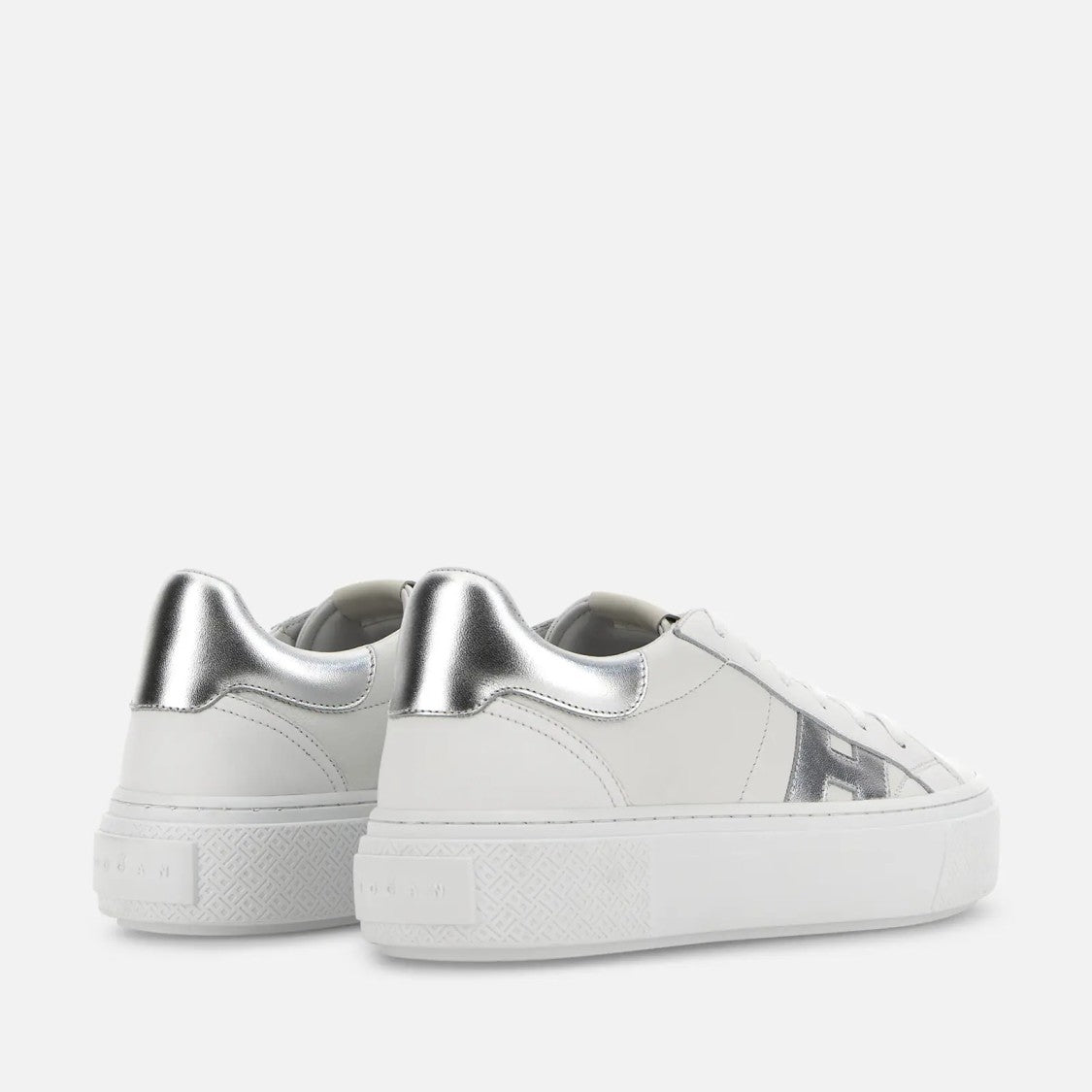 Hogan White Silver H705 Allacciato H Leather Lace-Up